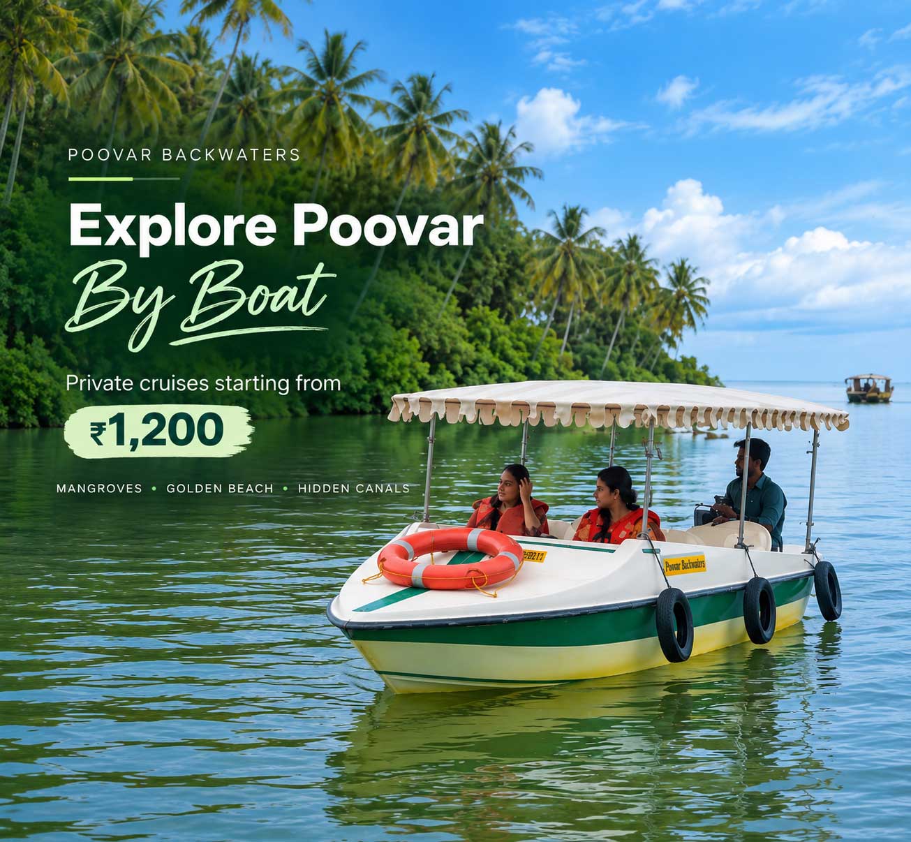 Poovar boating in a motorboat – starts at Rs. 1200